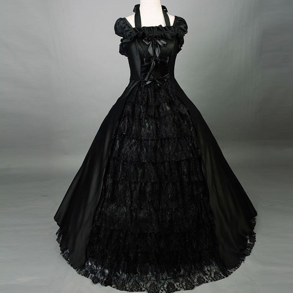 Vintage Black Lace Ball Gown Gothic ...